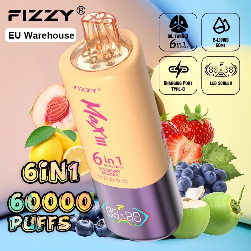 Jednorázová vapka s příchutěmi 6 v 1 Fizzy 60000 Puffs Puff 60k